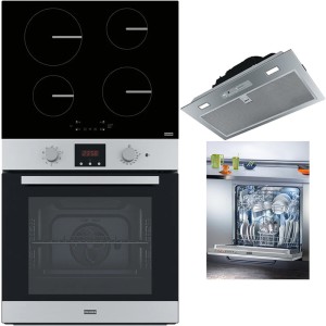 Pachet Franke Inox/Negru Cuptor FSL 86 H XS, plita inductie FSM 654 I BK, hota fixa FBI 525 XS, masina de vase 60cm FDW