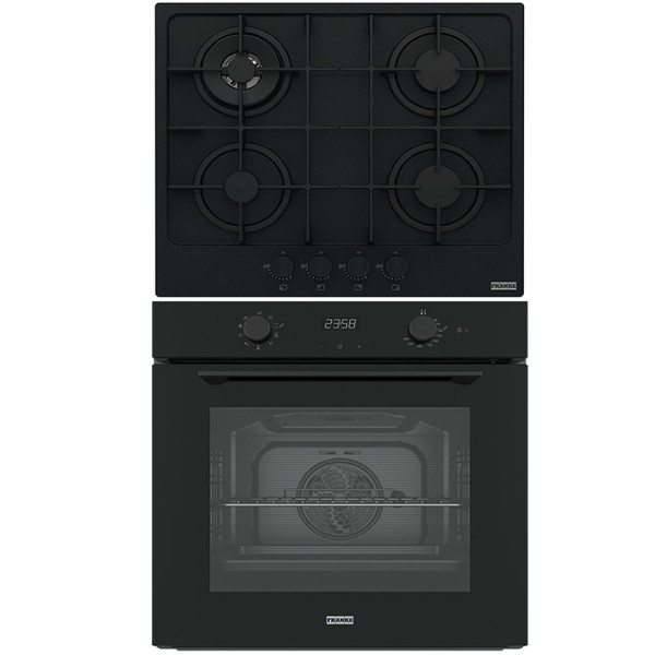 Pachet Franke Maris Full Negru Cuptor electric  FMA 86 H TBK, plita pe gaz  FHMA 604 3G DC MB C