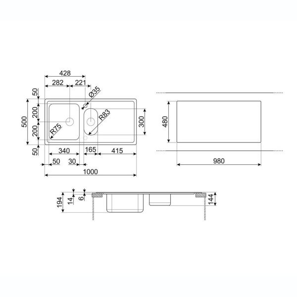 Chiuveta bucatarie Inox Smeg LPR102
